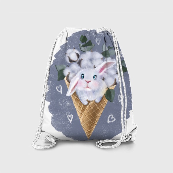 Рюкзак «Милый пушистый кролик в вафельном рожке, год кролика»
