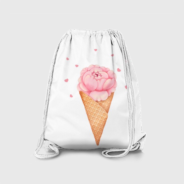 Рюкзак «Мороженое с цветком пиона и сердечками»