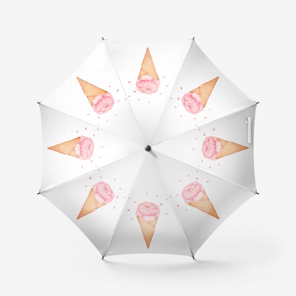 Зонт «Мороженое с цветком пиона и сердечками»