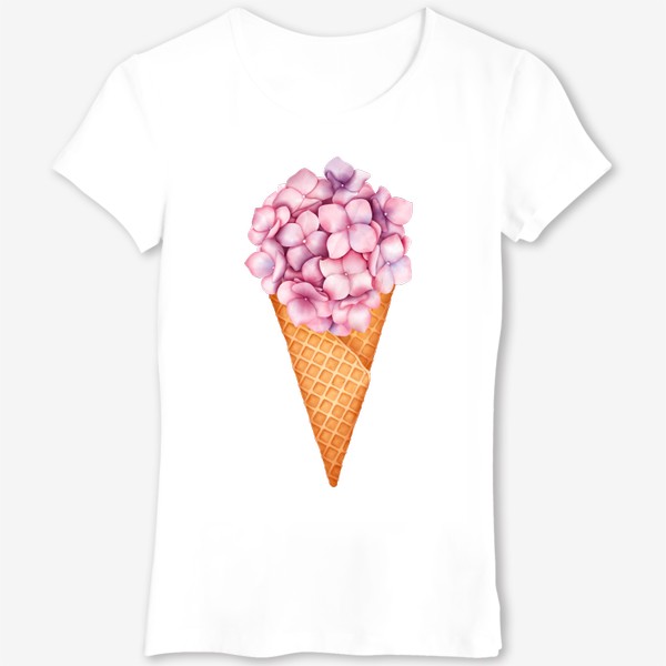 Футболка «Мороженое с цветами гортензии»