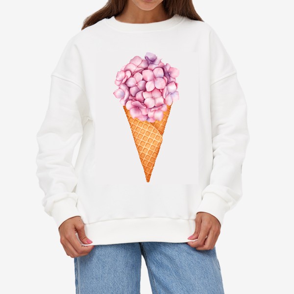 Свитшот «Мороженое с цветами гортензии»