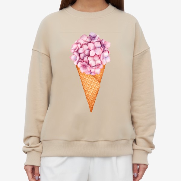Свитшот «Мороженое с цветами гортензии»