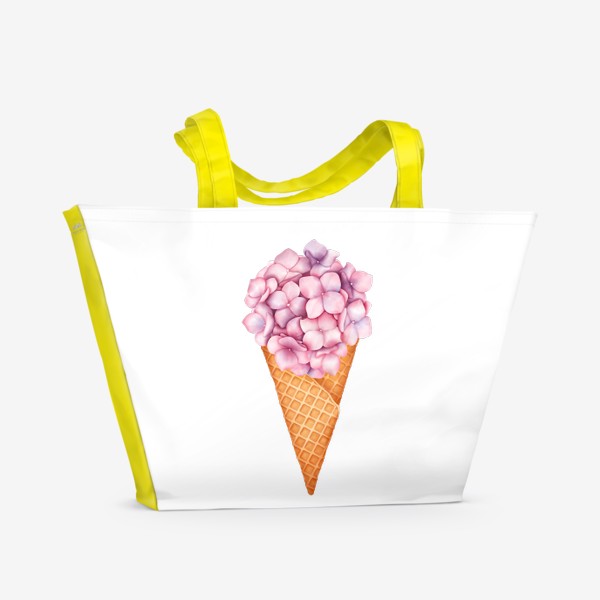 Пляжная сумка &laquo;Мороженое с цветами гортензии&raquo;
