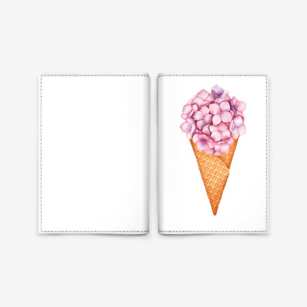 Обложка для паспорта «Мороженое с цветами гортензии»