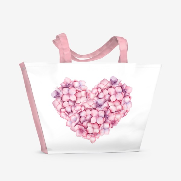 Пляжная сумка «Сердце из цветов гортензии»