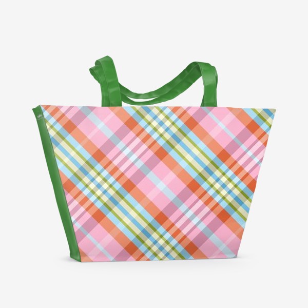 Пляжная сумка «Нарядный паттерн с диагональными полосками. Шотландский узор.»