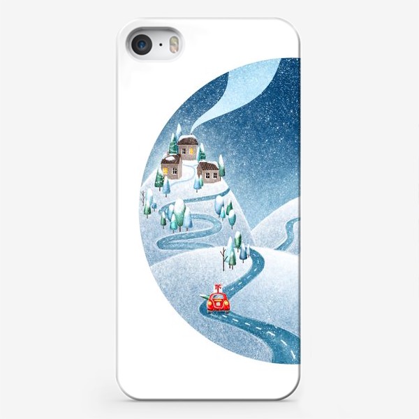 Чехол iPhone «Зимний пейзаж. Рождество. Новогодний принт. Зимний принт.»