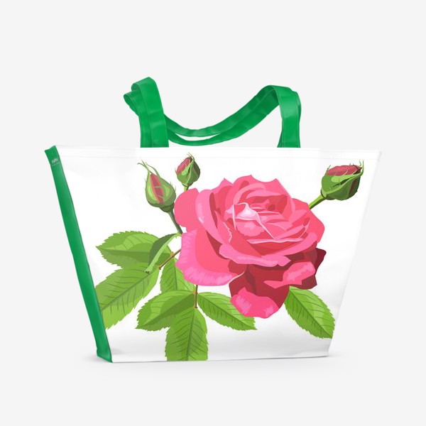 Пляжная сумка «Роза на белом фоне.»