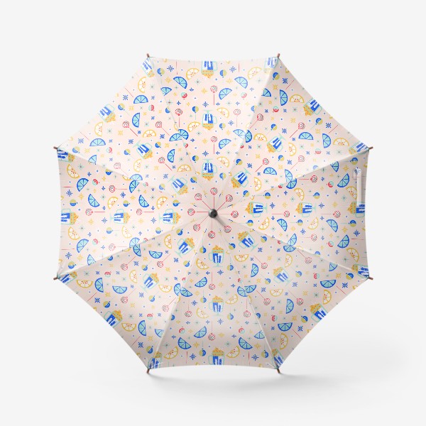Зонт «Праздничный орнамент с новогодними игрушками и какао»