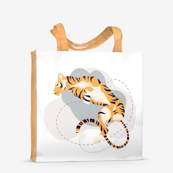 Сумка-шоппер «Полосатый тигр лежит на спине»