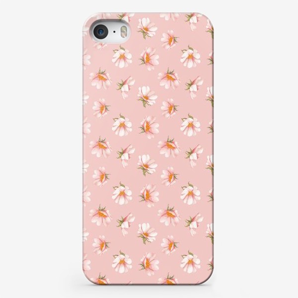 Чехол iPhone «Цветы шиповника на розовом»