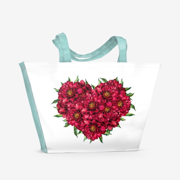 Пляжная сумка «Сердце из пионов 4 (Heart of peonies)»