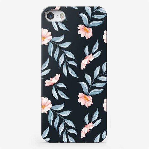 Чехол iPhone «Розовые цветы и листья»
