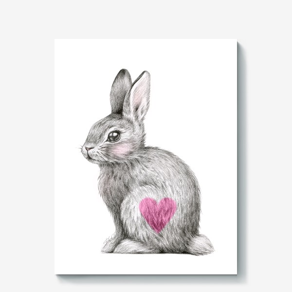 Холст «Заяц любви (кролик, любовь, сердце)»
