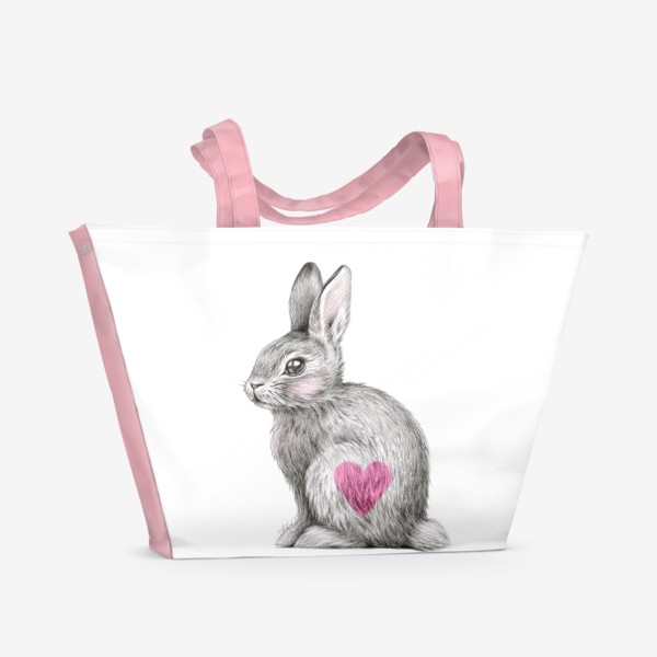 Пляжная сумка &laquo;Заяц любви (кролик, любовь, сердце)&raquo;