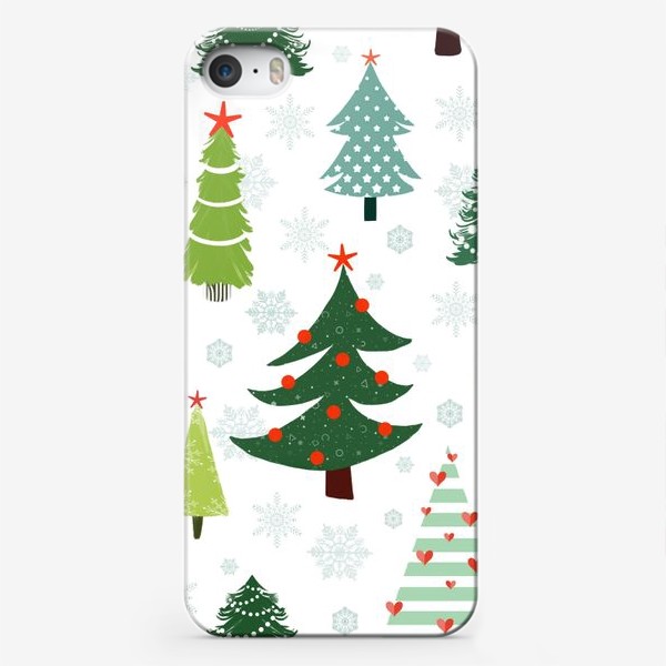 Чехол iPhone «Новогодние елочки»