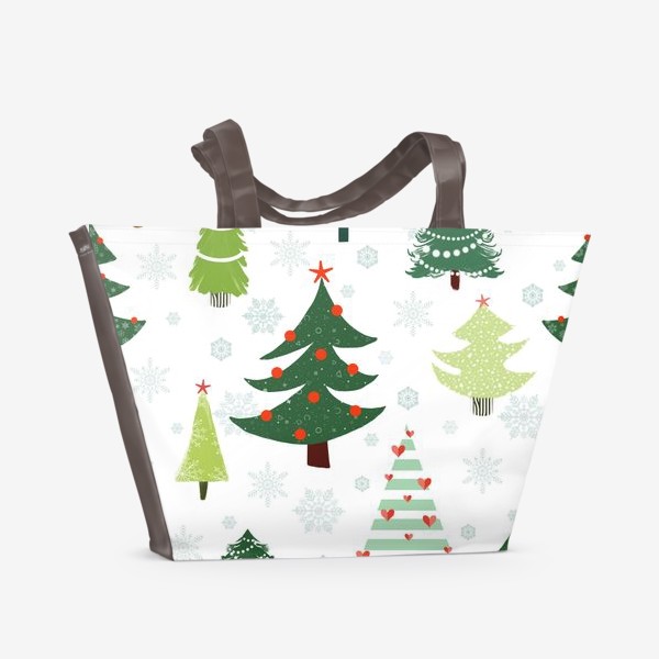 Пляжная сумка «Новогодние елочки»