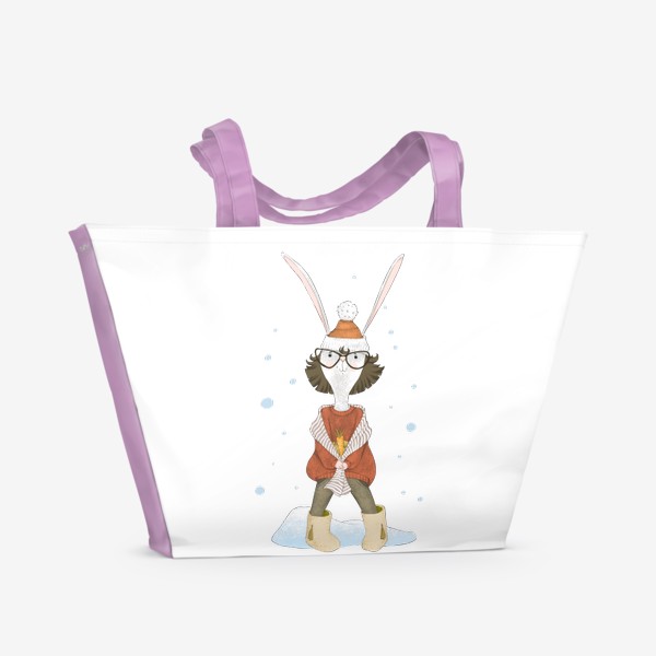 Пляжная сумка «Стильная милая крольчиха (символ года 2023, кролик, заяц)»