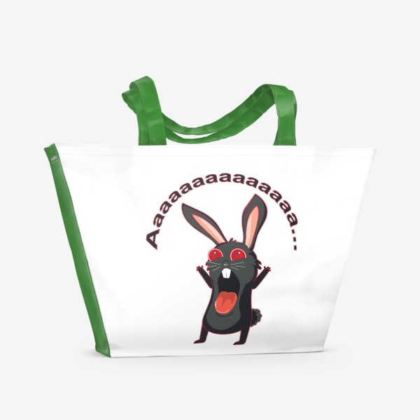 Пляжная сумка «Черный кролик орет как сумасшедший»