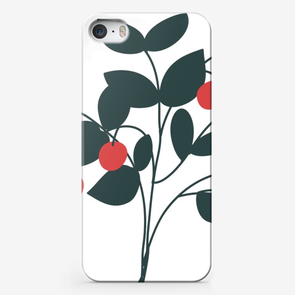 Чехол iPhone «Красные ягоды, зеленые листья / Red Berries, Green Leaves»