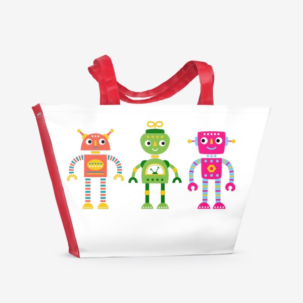 Пляжная сумка «Забавные роботы»