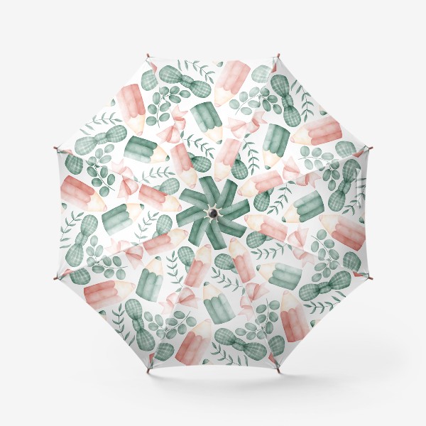 Зонт «Бант листья и карандаш»