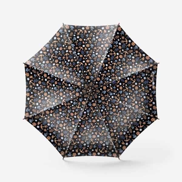 Зонт «Морское дно на черном»