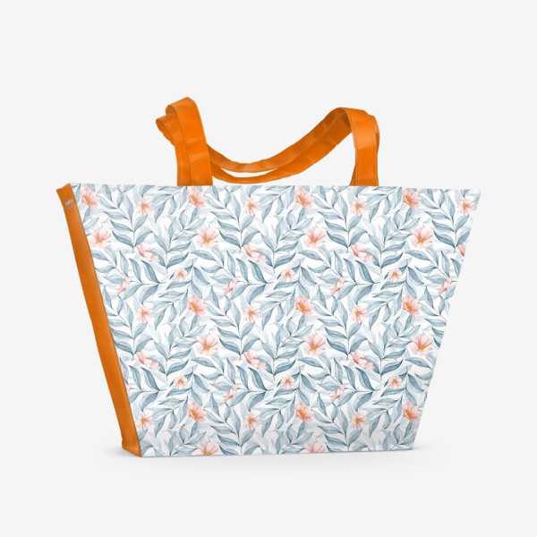 Пляжная сумка «Нежные цветы и листья»