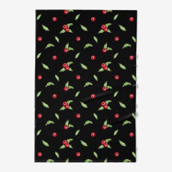 Полотенце «Красные ягоды на черном»