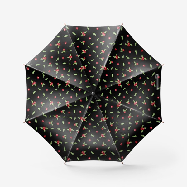 Зонт «Красные ягоды на черном»
