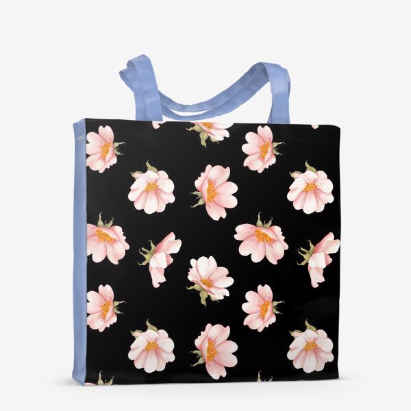 Сумка-шоппер «Цветы шиповника на черном»