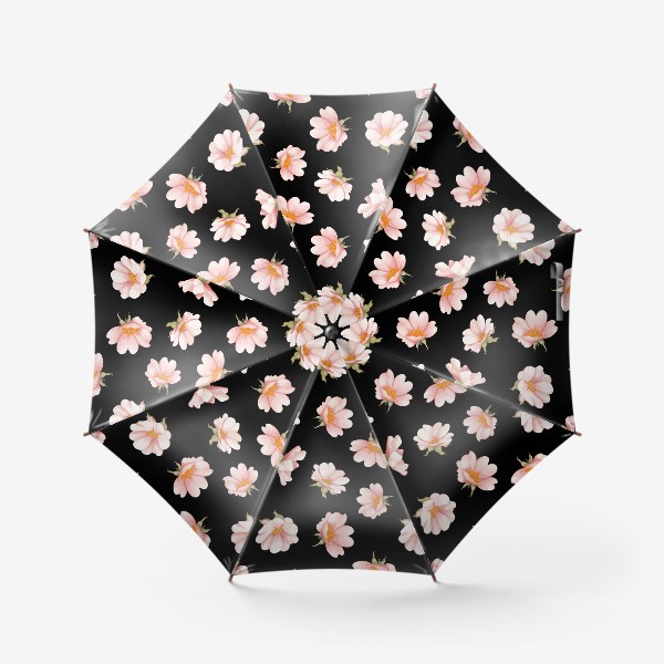 Зонт «Цветы шиповника на черном»