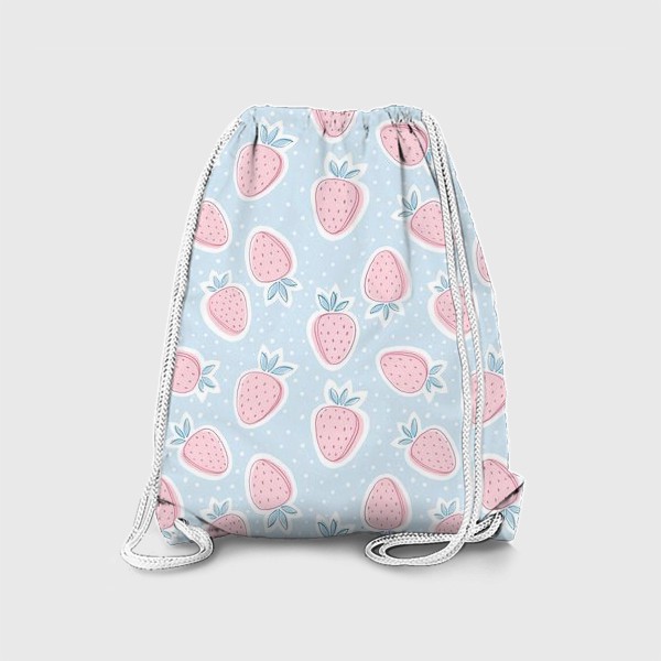 Рюкзак «Розовая клубника на голубом фоне»