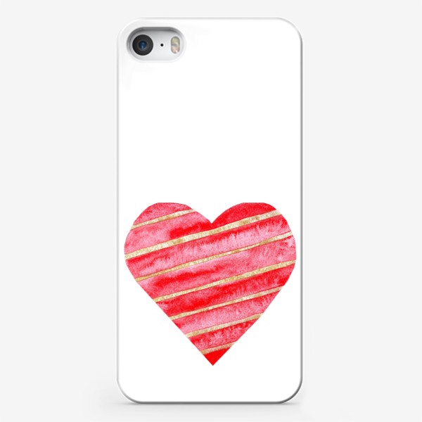 Чехол iPhone «сердце красное с золотыми полосами»