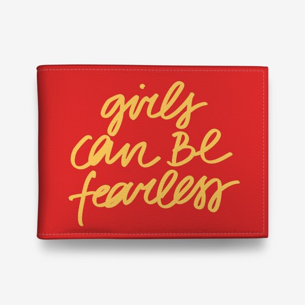 Кошелек «Леттеринг Girls Can Be Fearless на красном фоне / Девушки могут быть бесстрашными»