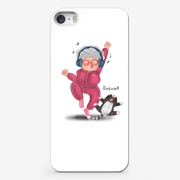 Чехол iPhone «Весёлая бабуля танцует»