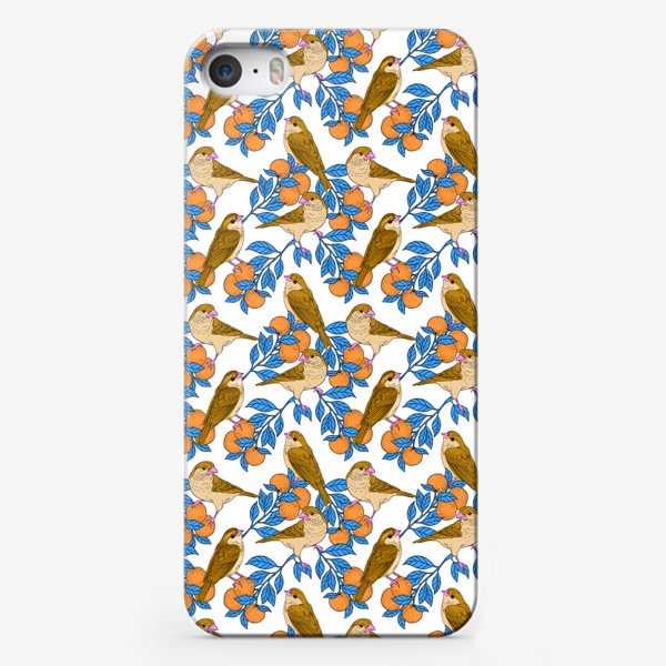 Чехол iPhone «Мандарины и птички»