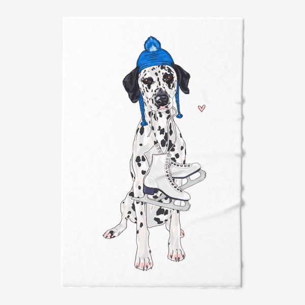 Полотенце «собака далматин с коньками Новый год зима»