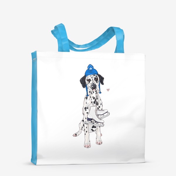 Сумка-шоппер «собака далматин с коньками Новый год зима»