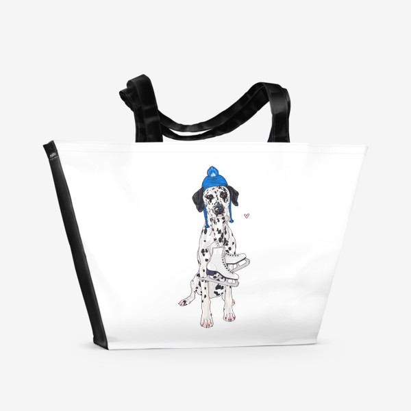 Пляжная сумка «собака далматин с коньками Новый год зима»