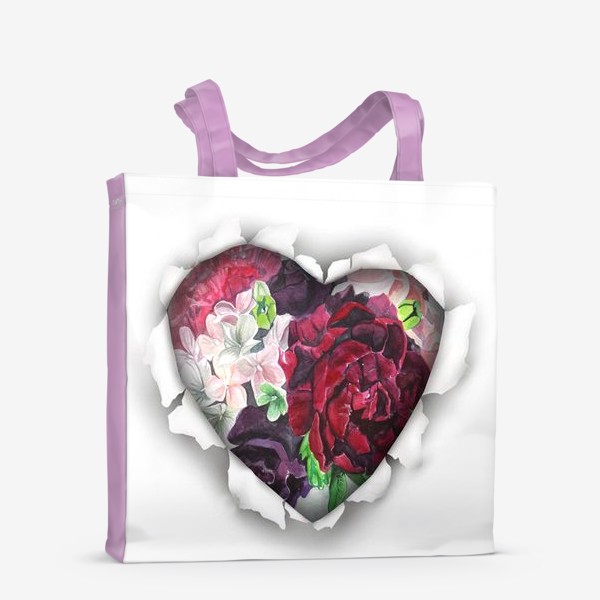 Сумка-шоппер «Сердце с красным цветком»