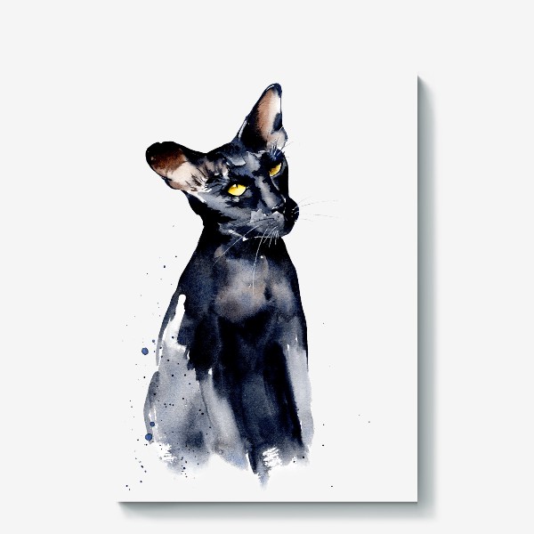 Холст &laquo;Черная кошка. Черный кот. Ориентал. Год кота. Символ года 2023&raquo;