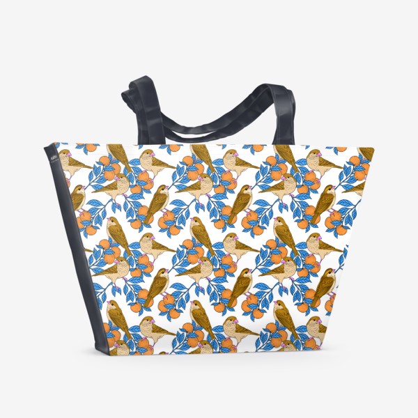 Пляжная сумка «Мандарины и птички»