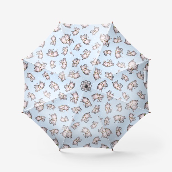 Зонт «Котики с гирляндой паттерн»