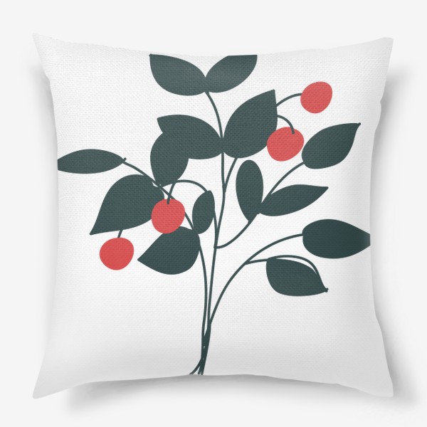 Подушка &laquo;Красные ягоды, зеленые листья / Red Berries, Green Leaves&raquo;