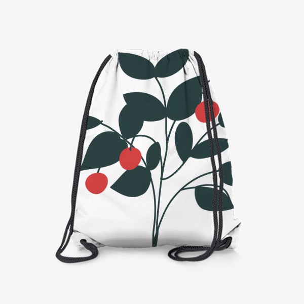 Рюкзак «Красные ягоды, зеленые листья / Red Berries, Green Leaves»