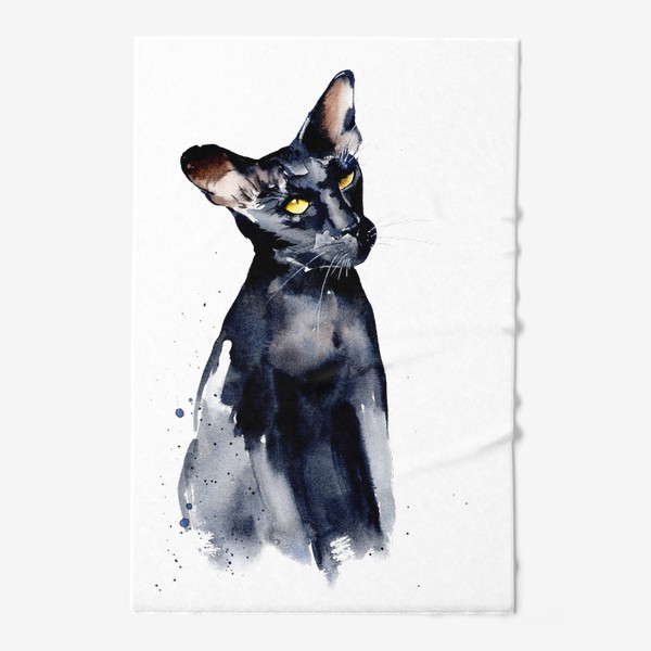 Полотенце &laquo;Черная кошка. Черный кот. Ориентал. Год кота. Символ года 2023&raquo;