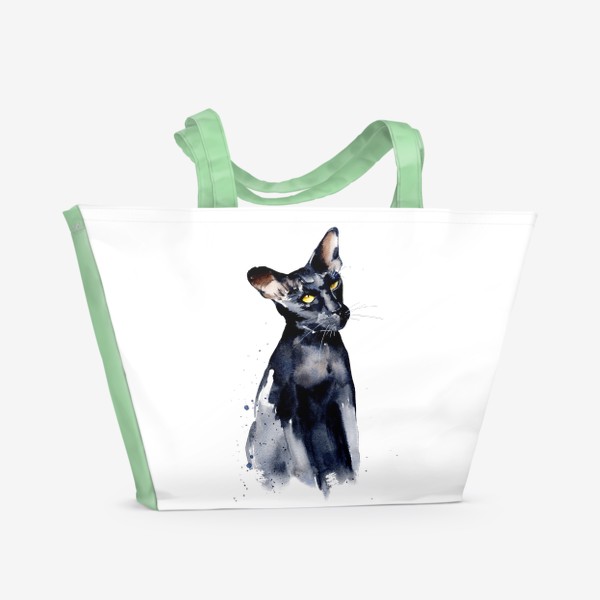 Пляжная сумка «Черная кошка. Черный кот. Ориентал. Год кота. Символ года 2023»