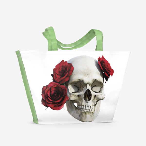 Пляжная сумка «Череп с розами»