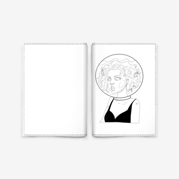 Обложка для паспорта «Девушка с аквариумов на голове»